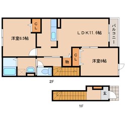 奈良駅 バス15分  辰市農協下車：停歩4分 2階の物件間取画像